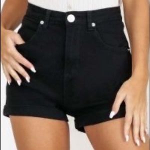 black jean shorts